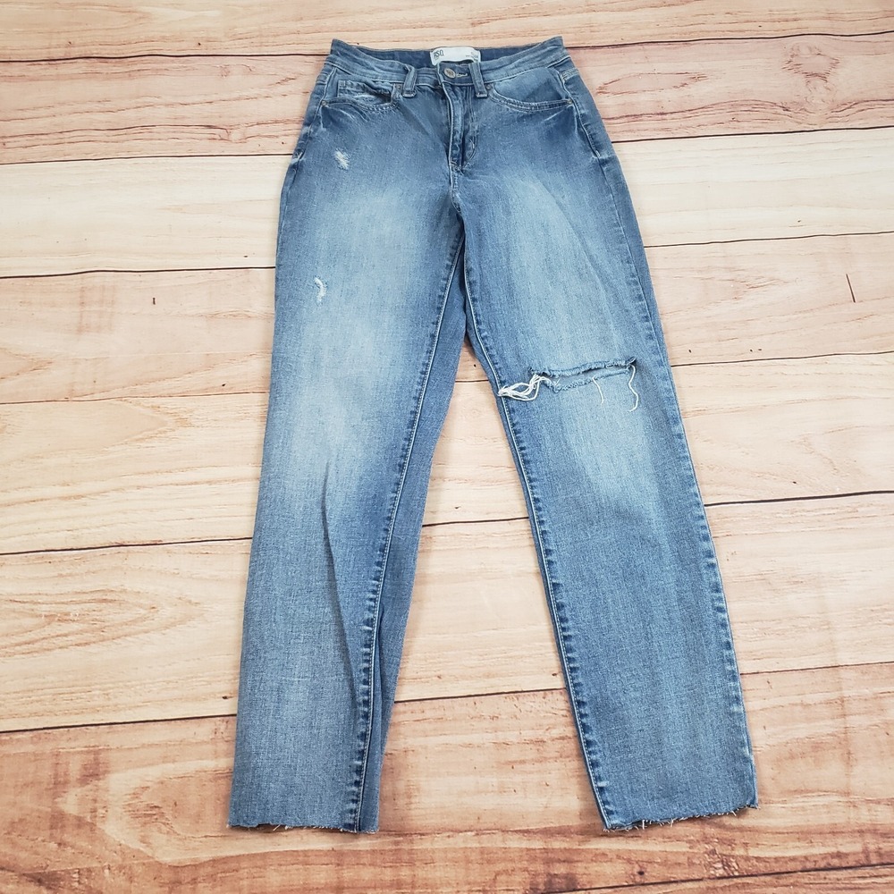RSQ Jeans Womens 24 Blue Skinny Denim High Rise Vintage Mom Distressed‎ 24x26